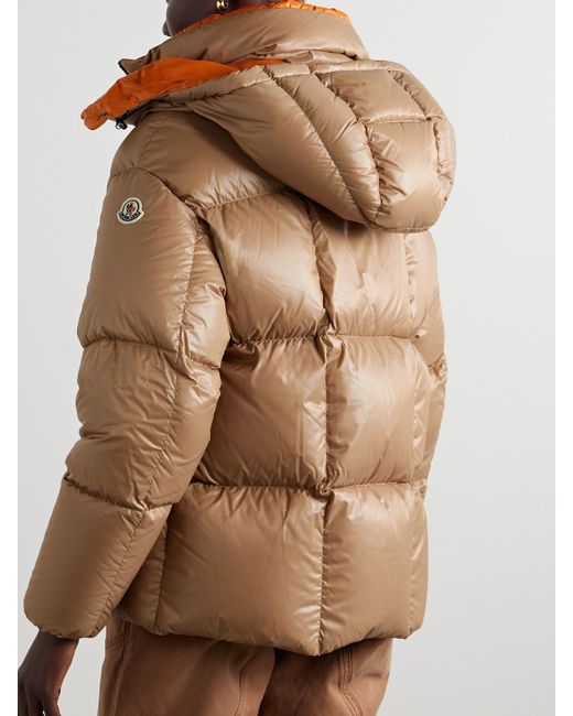 Moncler Brown Parana Daunenjacke Aus Wattiertem Shell Mit Steppmuster Und Kapuze