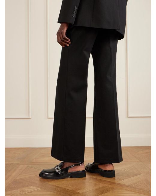 Roger Vivier Black Viv Rangers Crystal-Embellished Leather Slingback Loafers