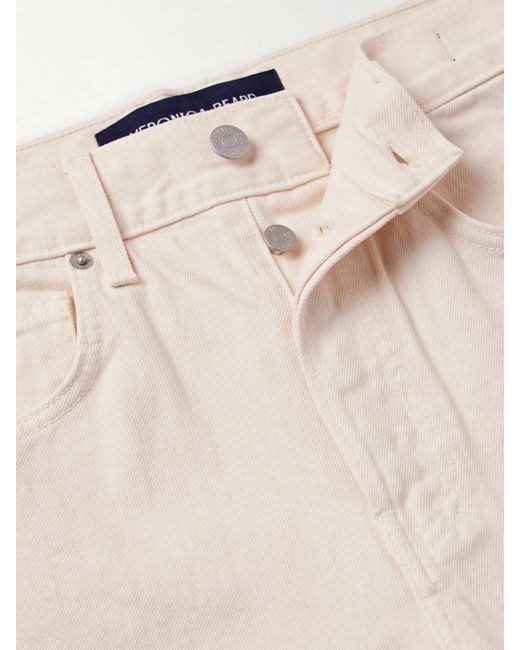 Veronica Beard Natural Taylor Frayed High-Rise Wide-Leg Jeans