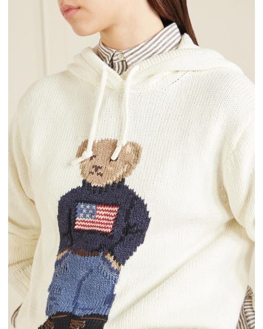 Polo Ralph Lauren White Cotton And Linen-Blend Hoodie