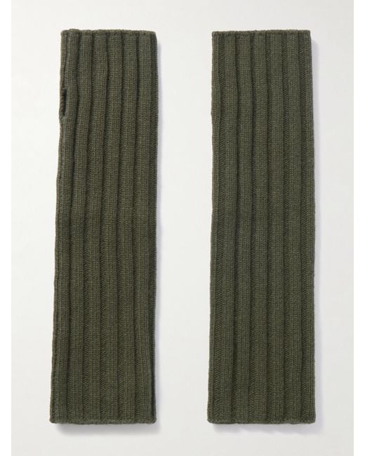 arch4 Green Fingerlose Handschuhe Aus Geripptem Kaschmir