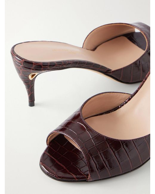 JENNIFER CHAMANDI Natural Guido 65 Croc-Effect Leather Sandals
