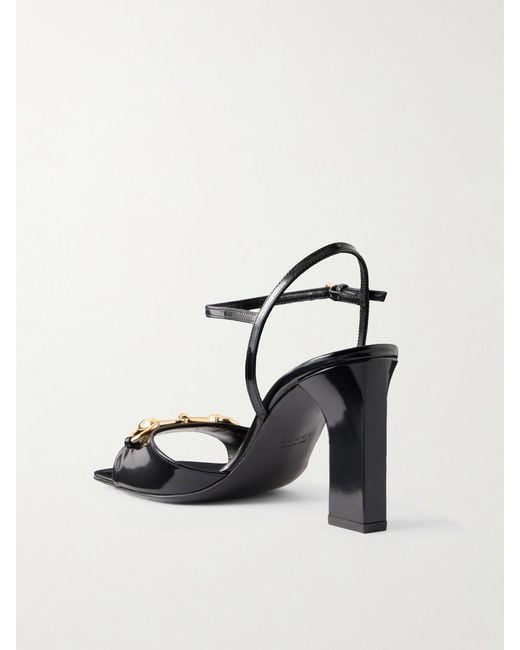 Gucci White Signora Horsebit-Embellished Leather Sandals