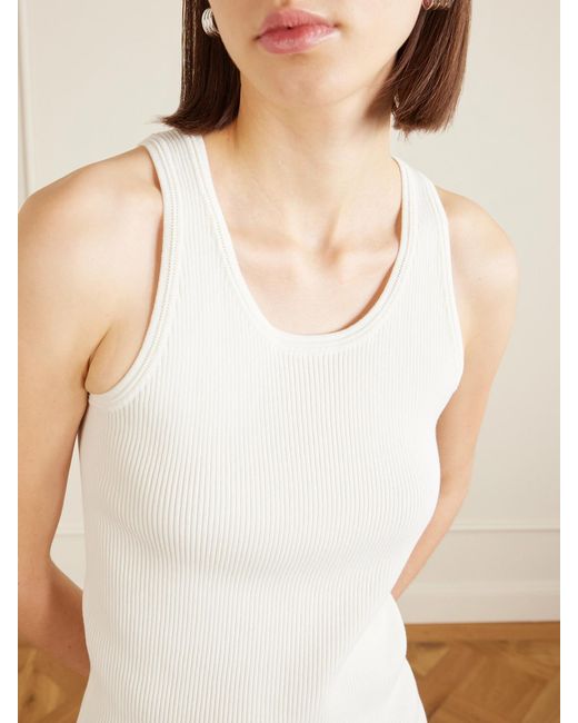 FFORME White Camilla Ribbed Cotton Tank Top