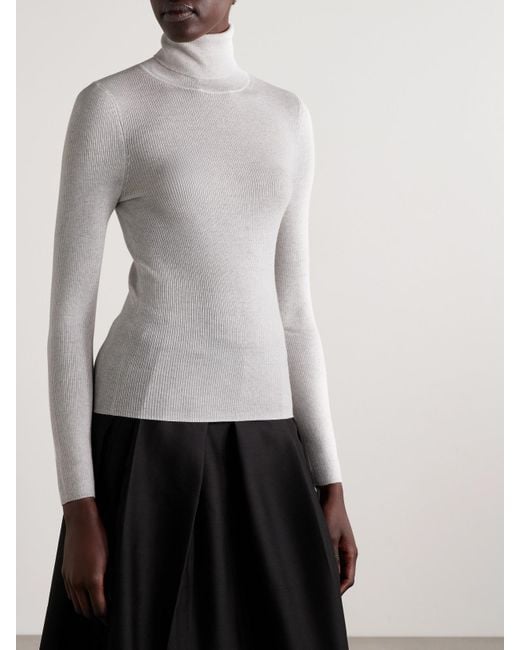 Twp White Rollkragenpullover Aus Gerippter Merinowolle