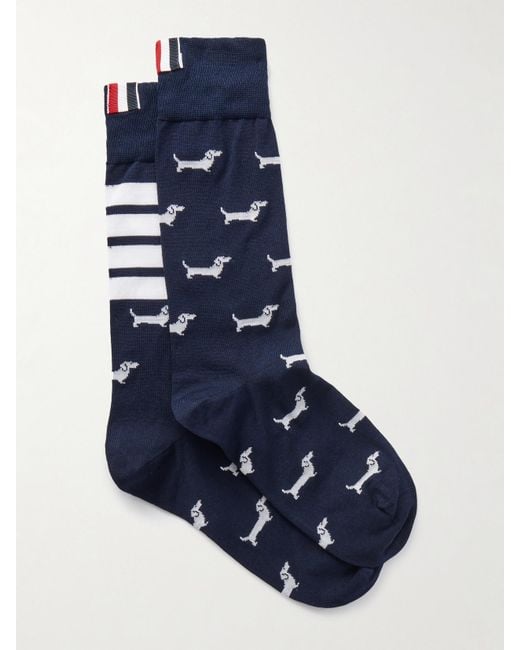 Thom Browne Blue Hector Socken Aus Einer Baumwollmischung