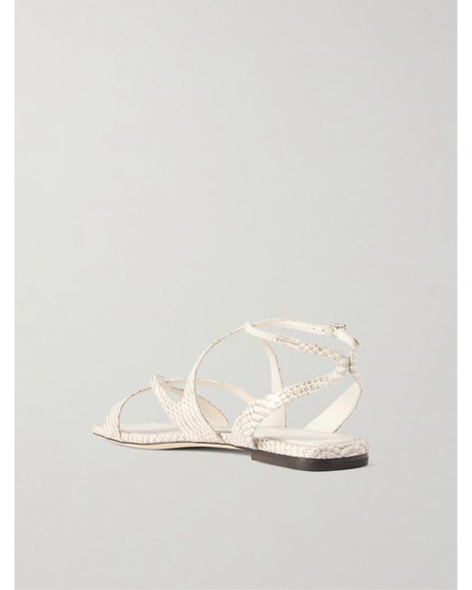 Jimmy Choo Natural Ayla Sandalen Aus Leder Mit Schlangeneffekt