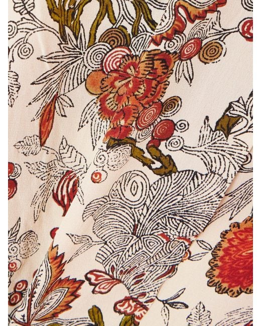 Ulla Johnson Natural Catroux Schluppenbluse Aus Seidensatin Mit Blumenprint