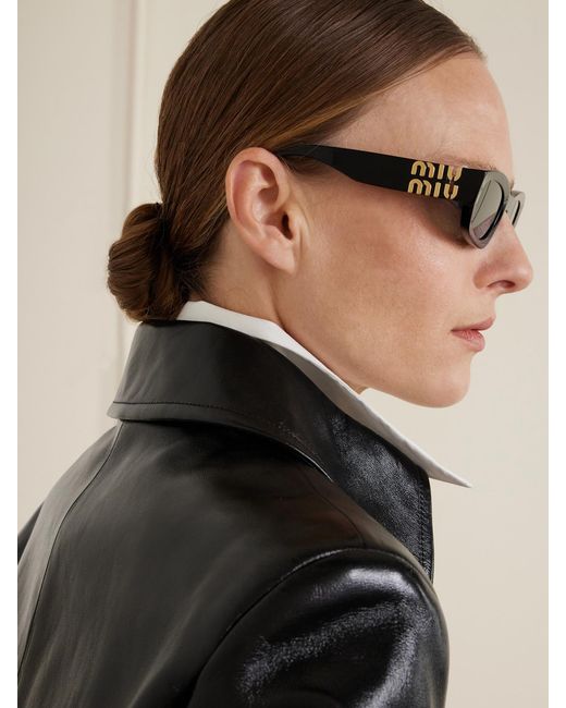 Miu Miu Black Glimpse Cat-Eye Acetate Sunglasses