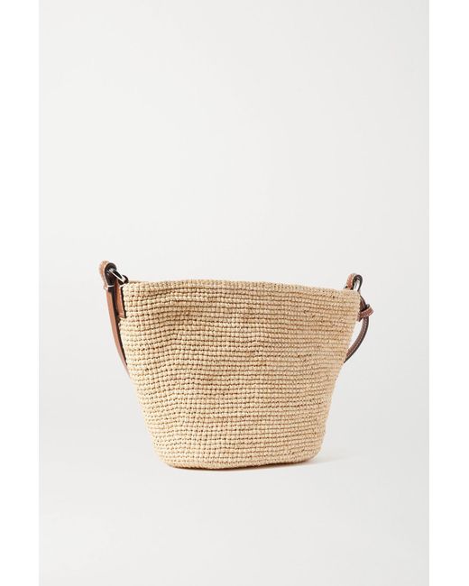 Loewe + Paula's Ibiza Pochette Leather-trimmed Woven Raffia Shoulder Bag in  Brown