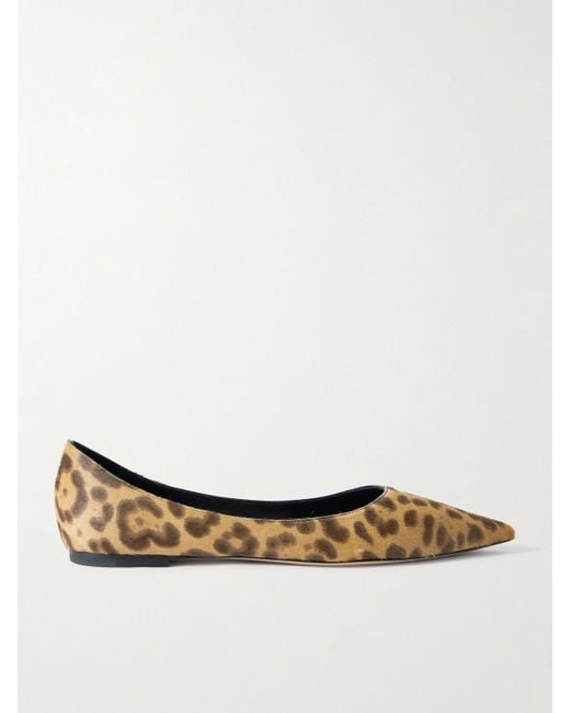 Jimmy Choo White Love Leopard-Print Pony Hair Ballet Flats