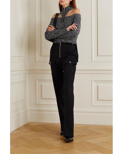 Christopher Kane Black Cold-Shoulder Wool Sweater