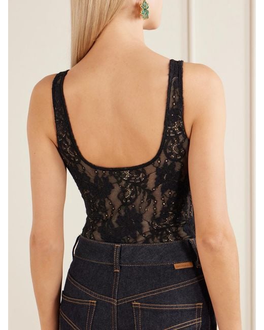 Zimmermann Black Stretch-Lace Bodysuit