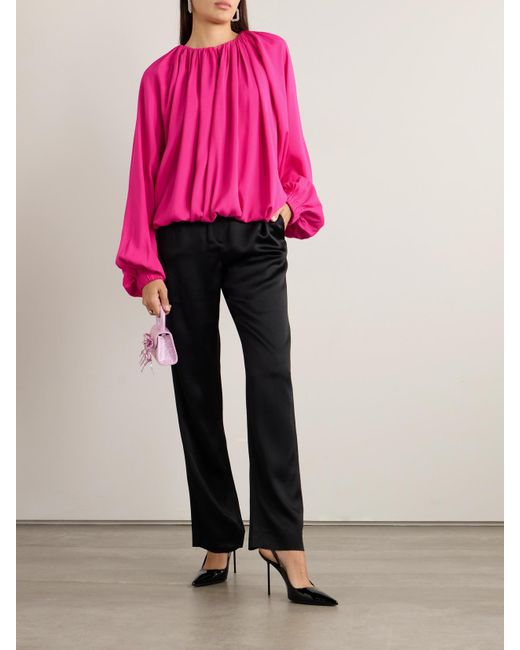 AZ FACTORY Pink Desiree Pleated Twill Blouse