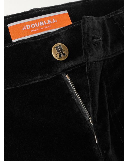 LaDoubleJ Black Cotton-Velvet Wide-Leg Pants