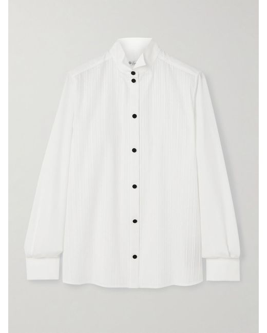Loro Piana White Hadiya Pleated Cotton-Poplin Shirt