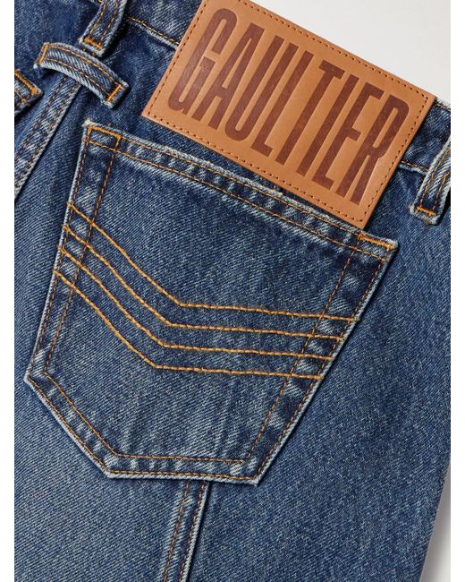 Jean Paul Gaultier Blue Hoch Sitzende Jeans Mit Weitem Bein Und Riemen