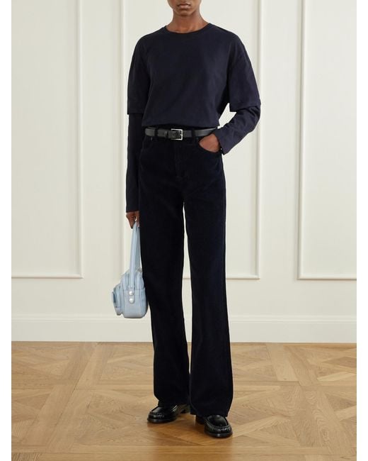 Agolde Blue Ren Cotton-Corduroy High-Waist Wide-Leg Pants