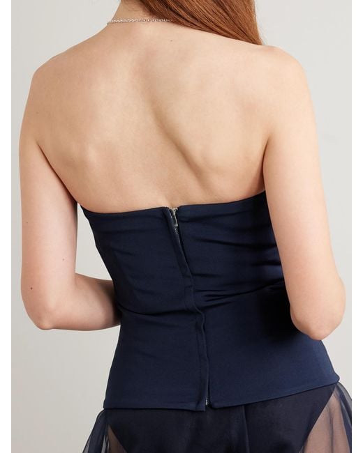 Esse Studios Blue Illi Strapless Knitted Top
