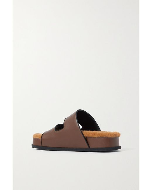 Neous Brown Dombai Shearling-Lined Leather Slides