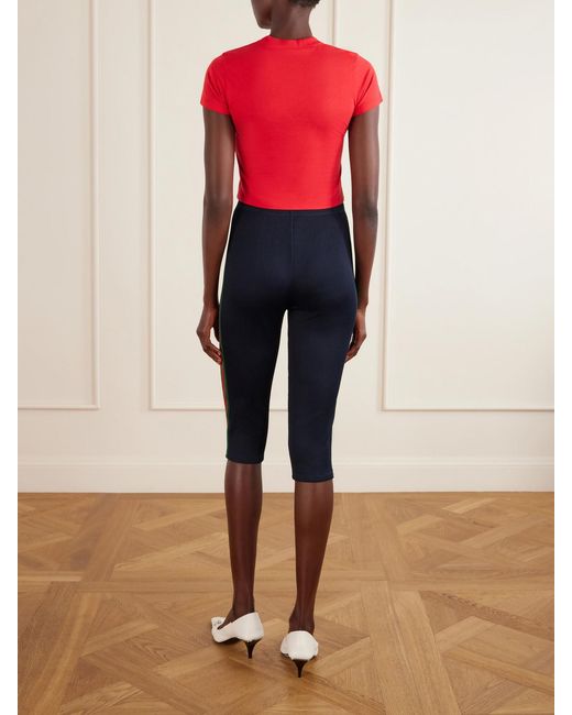 Gucci Red Logo-Print Cropped Cotton-Blend T-Shirt