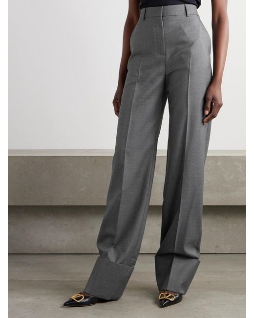 Valentino Garavani Gray Wool-Twill Straight-Leg Pants