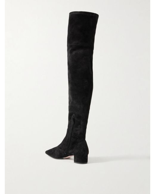 Aquazzura Black Remi 35 Suede Over-The-Knee Boots