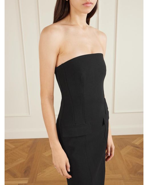 Totême  Black Trägerloses Maxikleid Aus Crêpe