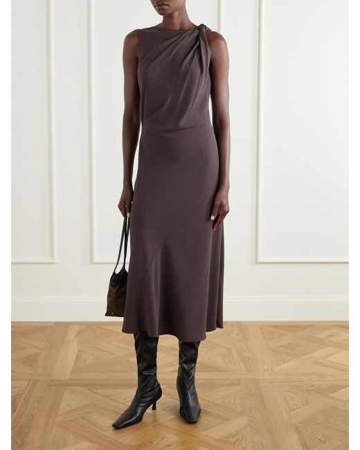 Theory Metallic Knotted Crepe Midi Dress