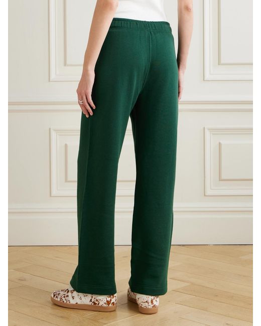 Polo Ralph Lauren Green Embroidered Cotton-Blend Jersey Wide-Leg Track Pants