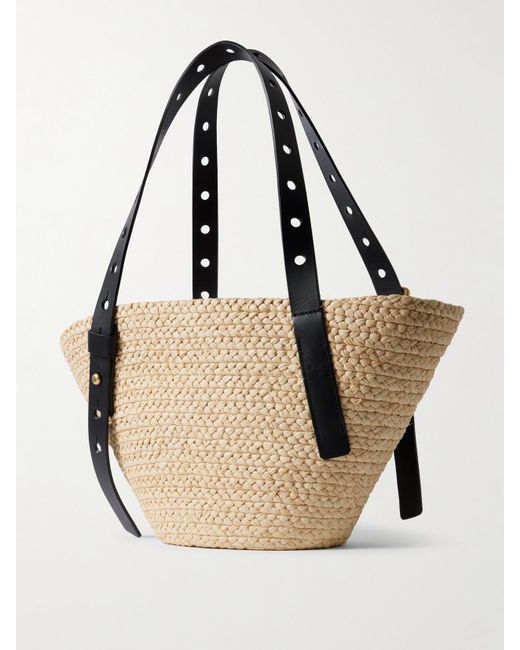 Sac À Main En Raphia À Finitions En Cuir Punch Hole Small X Paula's Ibiza Loewe en coloris Natural