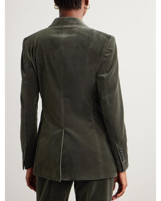 Tom Ford Black Doppelreihiger Blazer Aus Samt Aus Einer Baumwollmischung