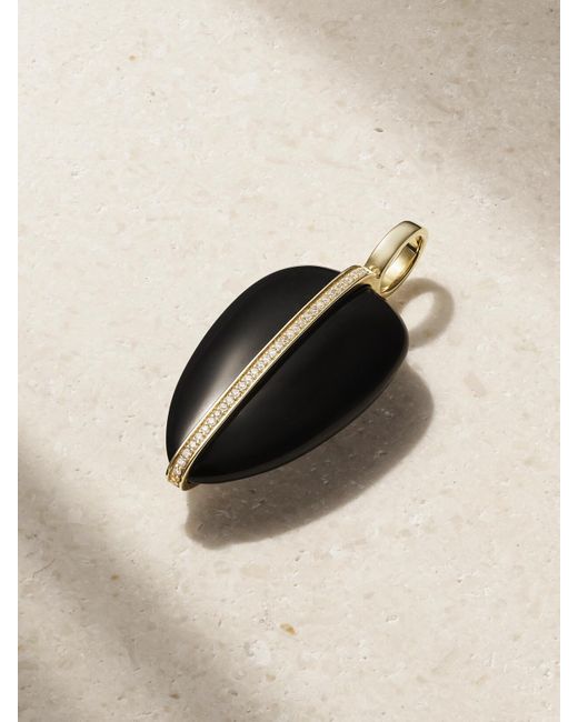 BY PARIAH Natural Net Sustain Pebble 14-Karat Recycled, Onyx And Diamond Pendant
