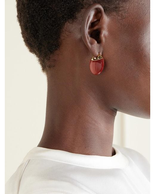 LIE STUDIO Red The Erin-Plated And Mookaite Hoop Earrings