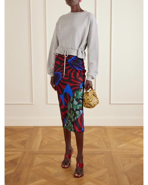 Dries Van Noten Gray Ruffled Cotton-Jersey Sweatshirt