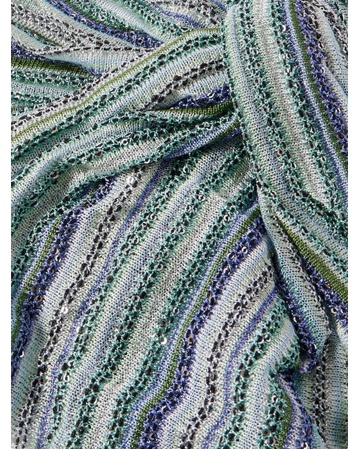 Missoni Blue Sequin-Embellished Metallic Crochet-Knit Turban