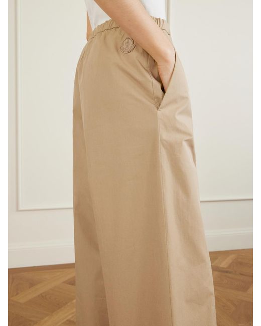 Moncler Natural Cotton-Poplin Wide-Leg Pants