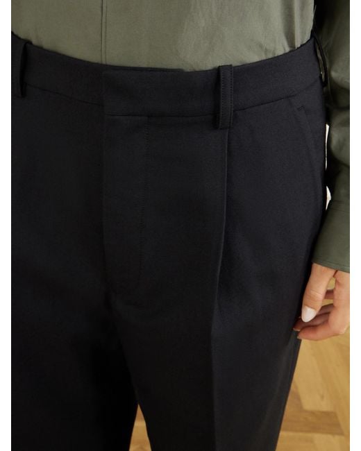 Auralee Blue Wool And Cotton-Blend Straight-Leg Pants