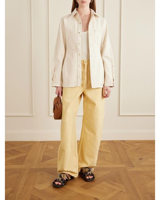 OSSOU Yellow Mid-Rise Wide-Leg Jeans