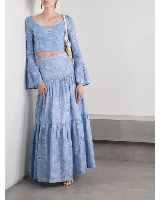 Agua Bendita Blue Anis Lymanopoda Maxirock Aus Bedrucktem Leinen