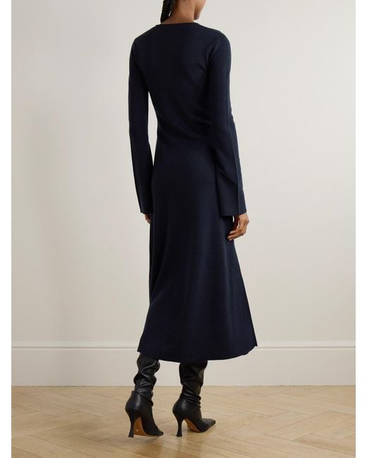 Gabriela Hearst Blue Rebus Wool, Silk And Cashmere-Blend Midi Dress