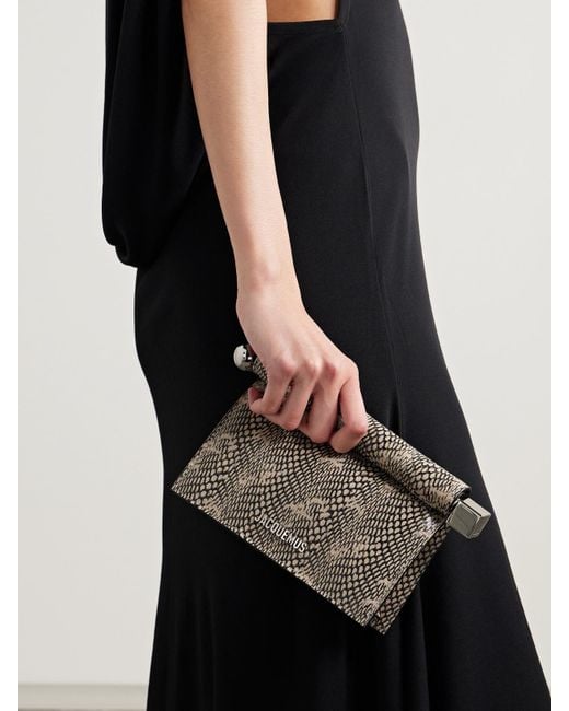 Jacquemus Gray The Pochette Kleine Clutch Aus Leder Mit Schlangeneffekt