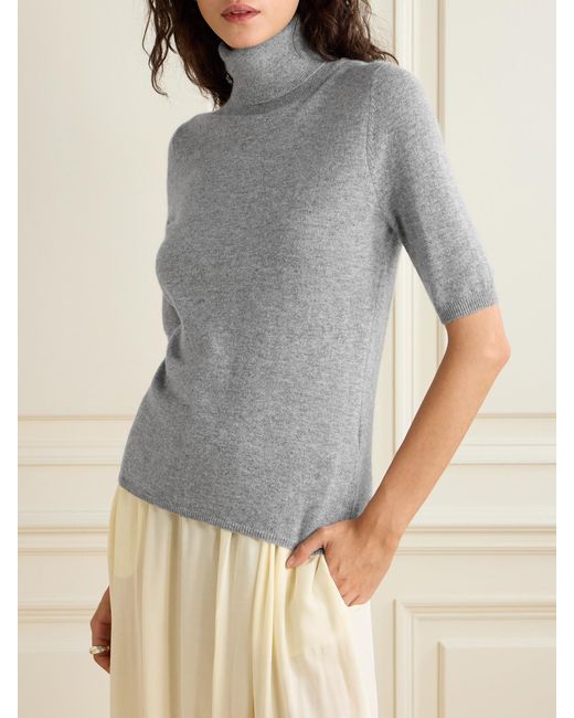 Allude Gray Cashmere Turtleneck Sweater