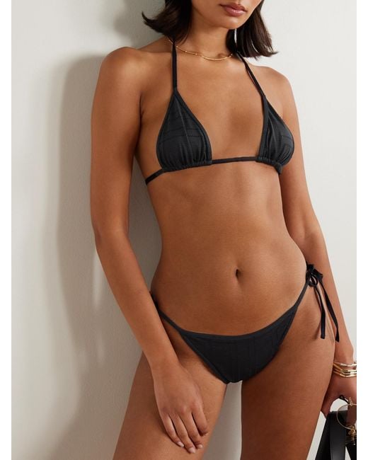 Totême Black Pointelle-Knit Stretch Recycled Bikini Briefs