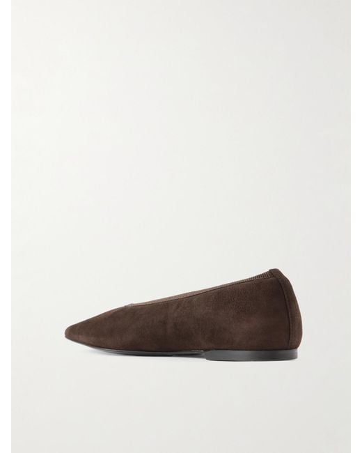 Totême Brown Minimalist Suede Ballet Flats