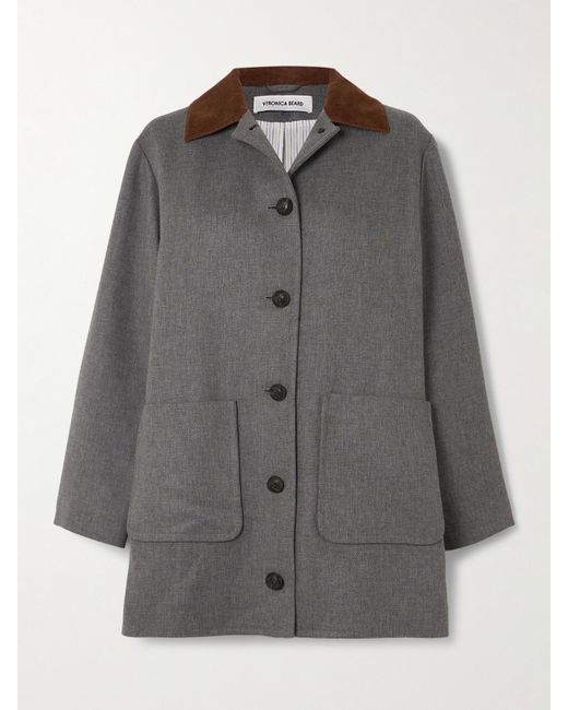 Manteau En Tissu À Finitions En Velours Côtelé Freya Veronica Beard en coloris Gray