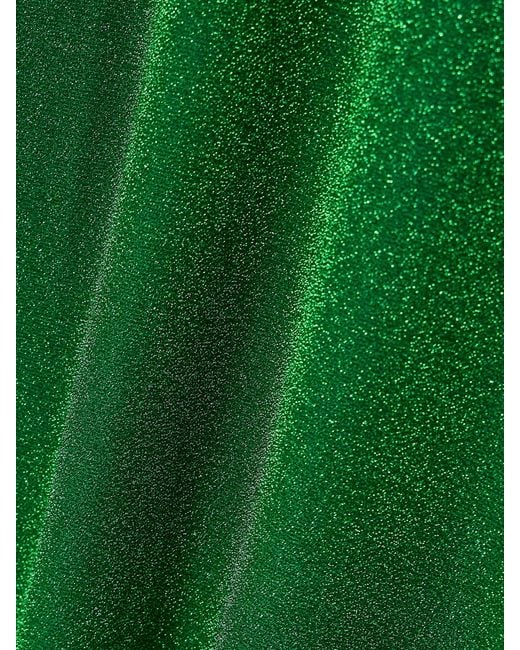 Oseree Green Lumière Cutout Chain-Embellished Metallic Stretch-Knit Maxi Dress