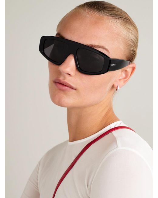 Alaïa Black Mask Sonnenbrille Mit D-Rahmen Aus Azetat