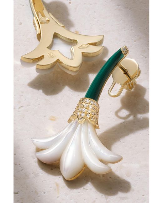 L'Atelier Nawbar Natural Big Flower 18-Karat Multi-Stone Earrings