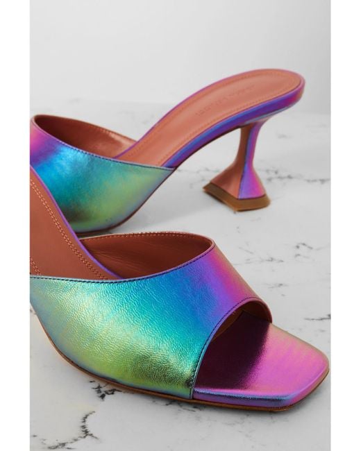 AMINA MUADDI Yellow Lupita Iridescent Leather Mules
